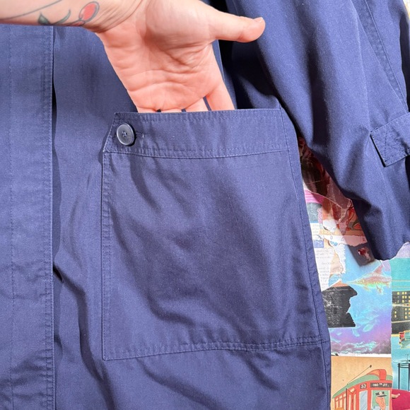 London Fog Trench Coat Size 12 Blue Button Front Pockets Classic - Picture 9 of 9